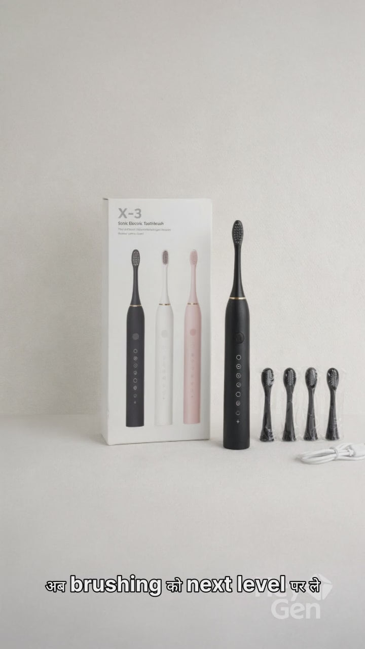 PORTABLE ELECTRIC TOOTHBRUSH WITH 2 REPLACEABLE HEADS – COMPACT & LIGHTWEIGHT FOR HOME & TRAVEL