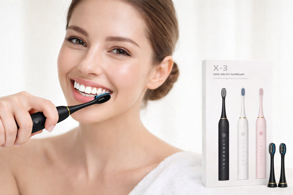 PORTABLE ELECTRIC TOOTHBRUSH WITH 2 REPLACEABLE HEADS – COMPACT & LIGHTWEIGHT FOR HOME & TRAVEL